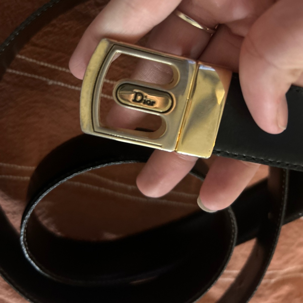 Christian Dior Belt VINTAGE Designer Belt Mens MEDIUM Brown / Black REVERSIBLE - Picture 6 of 16